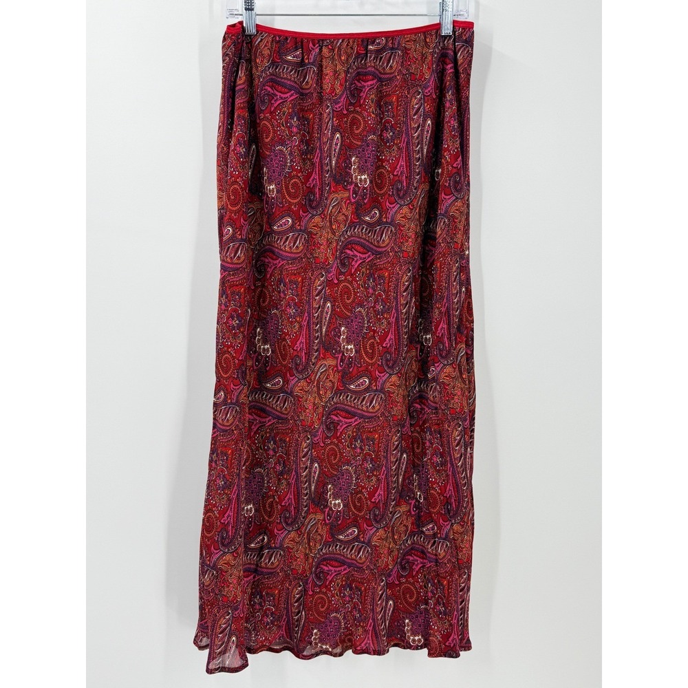 Vtg 90s Paisley Maxi Skirt Womens sz M Whimsigoth Boho Academia elastic waist